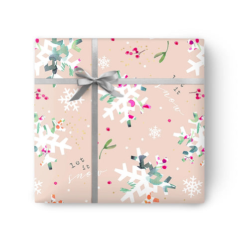 Floral Snowflakes Christmas Wrapping Paper